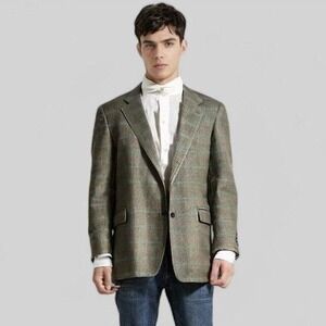 Vintage Wool Blazer | Gray Herringbone | Old Money Style | 42R